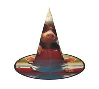 1-Pack Halloween Witch Hat Christmas Santa Hats Premium Oxford Fabric Adjustable Soft & Comfortable for Parties Carnivals Cosplay and Holiday Events 13" High Lightweight Easy to Carry
