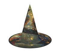 1-Pack Halloween Witch Hat Christmas Santa Hats Premium Oxford Fabric Adjustable Soft & Comfortable for Parties Carnivals Cosplay and Holiday Events 13" High Lightweight Easy to Carry