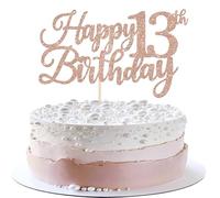 1 Pack Happy 13th Birthday Cake Topper Glitter Cheers to 13 Years Hello 13 Fabulous Cake Pick for It's My 13 Birthday Theme Celebrate Party Cake Decorations Supplies Rose Gold