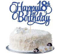 1 Pack Happy 18th Birthday Cake Topper Glitter Number 18 Eighteen Years Old Birthday Cake Pick Decoration for 18th Birthday Celebrating Anniversary Party Supplies Blue