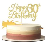 1 Pack Happy 30th Birthday Cake Topper Gold Glitter Cheers to 30 Years Hello 30 Fabulous Cake Pick for It's My 30 Birthday Theme Celebrate Party Cake Decorations Supplies