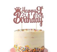 1 Pack Happy 9th Birthday Cake Topper Rose gold Glitter Star 9 Fabulous Cake Pick Birthday Sign Cake Decorations for 9th Birthday Theme Party Boys Girls 9 Years Old Birthday Party (Rose gold)