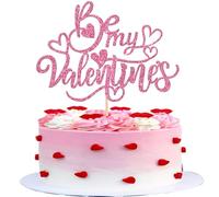 1 Pack Happy Valentine's Day Birthday Cake Decoration Happy Be My Valentine's Red Hearts Kiss Decoration Cupcake Topper for Valentine's Day Wedding Party Cake Decoration for Birthday Pink
