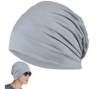 1 Pack Head Hat Turban, Soft Stretch Muslim Headscarf for Women Men, Breathable Polyester Beanie for Sensitive Scalp, Sleep Cap for Hair Loss, Chemo Headwear, Daily Fashion Wear Light Gray