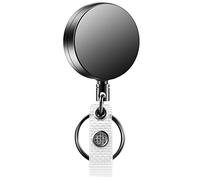 1 Pack Heavy Duty Badge Reel, Retractable Badge Clip,Upgrade Retractable Badge Holders,Premium Heavy Duty Metal ID Badge Holder with Belt Clip Key Ring for Name Card Keychain (1)