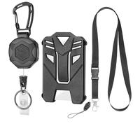 1 Pack Heavy Duty Retractable Keychain, with 31.5" Steel Cord, 1 PCS ID Badge Holder and 1PCS Detachable Lanyard Strap for Name Card