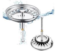 1 Pack Kitchen Sink Plug and Strainer, 304 Stainless Sink Strainer Plug, Height Adjustable Sink Strainer Basket Drain Plug,for Kitchen Prevent Blocked Drains and An unpleasant odor in The Kitchen-79mm