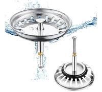 1 Pack Kitchen Sink Plug and Strainer, 304 Stainless Sink Strainer Plug, Height Adjustable Sink Strainer Basket Drain Plug,for Kitchen Prevent Blocked Drains and An unpleasant odor in The Kitchen-79mm