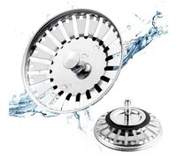 1 Pack Kitchen Sink Plug and Strainer,304 Stainless Sink Strainer Plug(Thickened version),for Kitchen or Bath Shower Basin Tray Prevent Blocked Drains and An unpleasant odor in The Kitchen-Black 84mm
