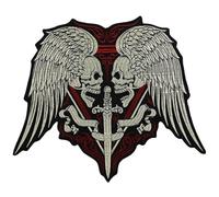1 Pack Large Embroidery Skull Wings Sword Patches Iron on Motorcycle Biker Badge，Biker Patches and Badges，Patches for Motorcycle Jacket，Large Iron on Biker Patches，Badge for Back Biker Jacket.