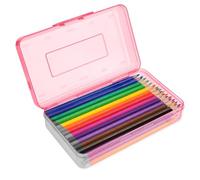 1 Pack Large Plastic Pencil Box Cute Red Hard Pencil Case Pouch Bag Big Clear Pen Holder for Desk Office Organozer Boys Girls Adults Kids Storage Marker Crayon Boxes Homeschool Class Supplies Bulk