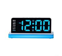 1 Pack LED Digital Alarm Clock for Bedroom, Electronic Clock with Night Light 3 Level Brightness, Auto Date Display with Day Week Table Clock for Office Desk(blue)