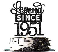 1 Pack Legend Since 1951 Cake Topper Glitter 75th Birthday Cake Pick Happy 75th Cheers to 75 Years Cupcake Decoration for Birthday Anniversary Wedding Party Supplies Black