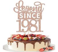 1 Pack Legend Since 1981 Cake Topper Glitter 45th Birthday Cake Pick Happy 45th Cheers to 45 Years Cupcake Decoration for Birthday Anniversary Wedding Party Supplies Rose Gold