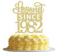 1 Pack Legend Since 1982 Cake Topper Glitter 44th Birthday Cake Pick Happy 44th Cheers to 44 Years Cupcake Decoration for Birthday Anniversary Wedding Party Supplies Gold