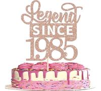 1 Pack Legend Since 1985 Cake Topper Glitter 41st Birthday Cake Pick Happy 41st Cheers to 41 Years Cupcake Decoration for Birthday Anniversary Wedding Party Supplies Rose Gold