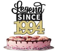 1 Pack Legend Since 1994 Cake Topper Glitter 32nd Birthday Cake Pick Happy 32nd Cheers to 32 Years Cupcake Decoration for Birthday Anniversary Wedding Party Supplies Black Gold