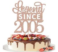 1 Pack Legend Since 2005 Cake Topper Glitter 21st Birthday Cake Pick Happy 21st Cheers to 21 Years Cupcake Decoration for Birthday Anniversary Wedding Party Supplies Rose Gold