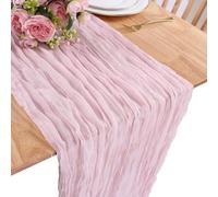1 Pack Light Pink Cheesecloth Table Runner, Table Cloth,90x300cmTablecloth for Weddings & Events,Light Pink Crinkled Gauze Fabric,Wrinkle-Resistant & Machine Washable for Easter Decorations(35x118in)
