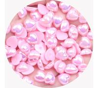 1 Pack Light Pink Heart Shaped Resin Pearls Beads AB Color Heart Flatback Pearl Beads for Nails Art Clothes Craft Decoration 10mm, 100PCS