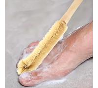 1 Pack Long Handled Toe Crevice Cleaning Brush, Portable Foot Dead Skin Scrubbing Tool, Bathroom Foot Cleaner, Suitable for Toe, Heel, and Sole Cleaning (Beige)