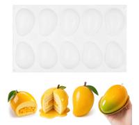 1 Pack Mango Silicone Mold, 10-Cavity Realistic 3D Mango Shape Mold for Baking, Non-Stick Fruit Shaped Mold for Mousse Cake, Chocolate, Jelly, Ice Cream (White)