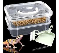 1 Pack Mealworms Breeding Kit Mealworms Keeper Live Food Storage Box to Breed Mealworms Crickets Dubia Cockroaches Super Worms (Top Ventilation Style)