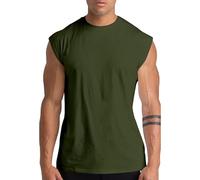 1 Pack Men's Gym Tank Tops Workout Sleeveless T-Shirts Athletic Muscle Tank Training Bodybuilding Tee Shirts 11 Green-S