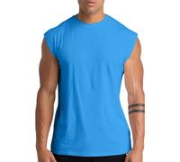 1 Pack Men's Gym Tank Tops Workout Sleeveless T-Shirts Athletic Muscle Tank Training Bodybuilding Tee Shirts 14 Blue-S