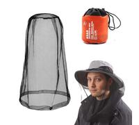 1 Pack Midge Net for Head with Storage Bag, Extra Large & Long, Ultra-Fine Mesh Bug Protection - Lightweight & Breathable for Camping, Hiking, Fishing, Safari - Fits All Hats (Men & Women)