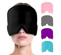 1 Pack Migraine Ice Relief Hat Cap Reusable Wearable Ice Pack Cold Wrap Cold Therapy Headache Cap Migraine Cap for Tension Headache Relief and Sinus Pressure (Black)