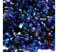 1 Pack Mixed Glass Seed Beads, Small Craft Seed Beads for Crafting, Bracelets, Keychain Making, About 500Pcs, Dark Blue