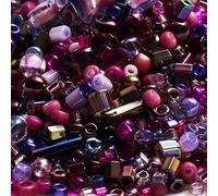 1 Pack Mixed Glass Seed Beads, Small Craft Seed Beads for Crafting, Bracelets, Keychain Making, About 500Pcs, Purple