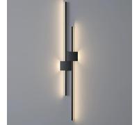 1-Pack Modern Indoor Led Wall Light Fixture, Black Long Strip Metal Wall Lamp Slender Wall Lighting with Silica Gel Shade, Bedroom Bedside Living Room Hallway Linear Wall Sconces/3 Color Temp/60C
