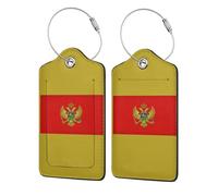 1 Pack Montenegro Flag Leather Luggage Tag for Suitcase with ID Label Privacy Cover Address Card Stainless Steel Loop Travel Tags for Cruise Ships Airport Bag Backpack
