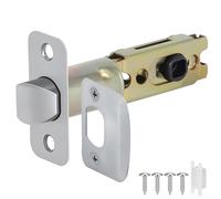 1 Pack Nickel Door Latch Replacement, 8mm Big Spindle Hole, 45°Turning Angle, 2-3/8'' or 2-3/4'' Backset Door Deadlatch, Stainless Steel Round Corner Door Lock Replacement Parts