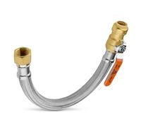 1-PACK Niikappu 24-Inch Stainless Steel Flexible Water Heater Connector, 1/2 Inch Push-fit Ball Valve x 3/4 Inch FIP