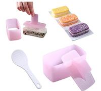 1 Pack Non Stick Musubi Maker Press with Small Rice Paddle, Melaleuca Rice Ball Mold DIY Sushi Mold (Pink)