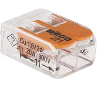 1 Pack of 10 - Wago 221 Series Lever Connector, 2-Way, 32A, 24 - 12 AWG Wire, Ca