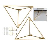 1 Pack of 2 Metal Shelf Brackets, Heavy-Duty Shelve Brackets, Wall-Mounted Floating Shelf Support Bracket, Triangular Shelving Bracket for Home/Office/Garden,gold-20cm/7.9in