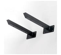 1 Pack of 2 Shelf Brackets, Black Floating Shelve Bracket, Retro Wall-Mounted Shelving , DIY Square Metal , with Matching Screws and Anchors(20cm/7.9in)
