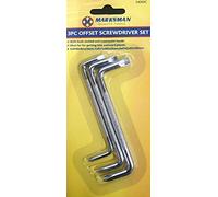 1 Pack of 3 PCS MARKSMAN Offset Screwdriver Set with Slotted & Cross Point Heads 4XPH0X82X23MM, 5XPH1X95X25MM, 6XPH2X95X30MM Ideal for Getting INTO Awkward Places