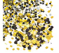 1 Pack Of 80G Black Gold Round Confetti, 1 Pack Of Five-Star Round Confetti, Confetti, Black Confetti, Black And Gold Table Decoration, Black Valentine'S Day Decoration