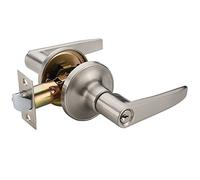 1 Pack of HAIFUAN Door Lever Handle Lockset, Doob Knob for Use of Entry, Nickel Brushed Color, Come with 3 Keys(802-K)