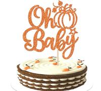 1 Pack Oh Baby Pumpkin Cake Topper Glitter Pumpkin Fall Harvest Cake Pick for Thanksgiving Baby Shower Kids Birthday Party Autumn Theme Party Cupcake Decoration Supplies Gold