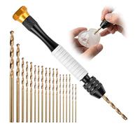 1-Pack Pin Vise Hand Drill Manual with 18pcs Micro Drill Bits Set（0.6mm-2.5mm）- Professional Rotary Craft Mini Drills for Jewelry Making Supplies Resin Wood Plastic Miniature