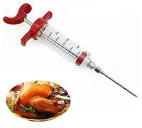 1 Pack Plastic Marinade Injector Syringe with Screw-on Meat Needle for BBQ Grill,1.1oz (30ml) Red. Meat Injector Kit, Turkey Injector Syringe, Marinade Needles for Home Yummy Smoked,Portable for Party