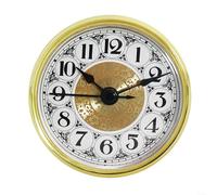 1 Pack Quartz Clock Insert Movement 70mm Gold Trim Arabic Numerals White Face Clear Lens Plastic and Metal DIY Repair Parts for Home Wall Clocks