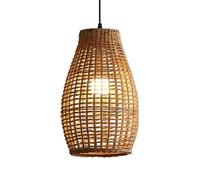 1 Pack Rattan Basket Pendant Light Coastal Wicker Small Ceiling Fixtures 15.7'' Bohemian Kitchen Island Pendant Lamp Vintage Bamboo Lantern for Bedroom Dining Room Bar Hallways