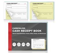 1 Pack Receipt Book A6 Cash Receipt Book Duplicate Numbered 1-50 per Book 52gsm Carbonless NCR Invoice Book Microperforated Tear Out for Self Employed Small Business Home Office Charity Shop Warehouse